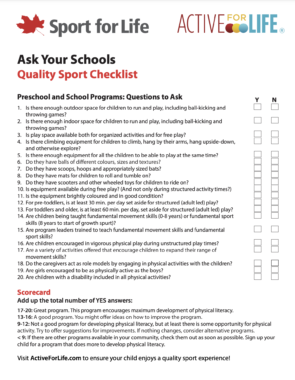Quality Sport Checklist: Ask your Schools & Coaches