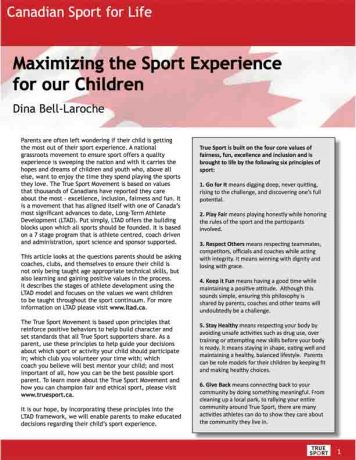 Maximizing the Sport Experience for our Children