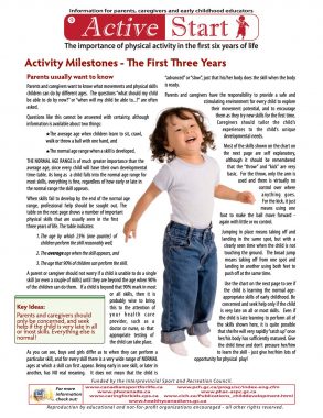 Activity Milestone – The First Three Years (Active Start)