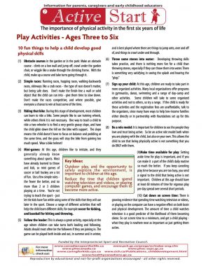 Play Activities – Ages Three to Six (Active Start)